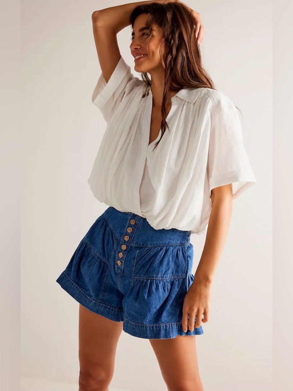 FREE PEOPLE x We The Free Fleur Denim Shorts/True Blue size small